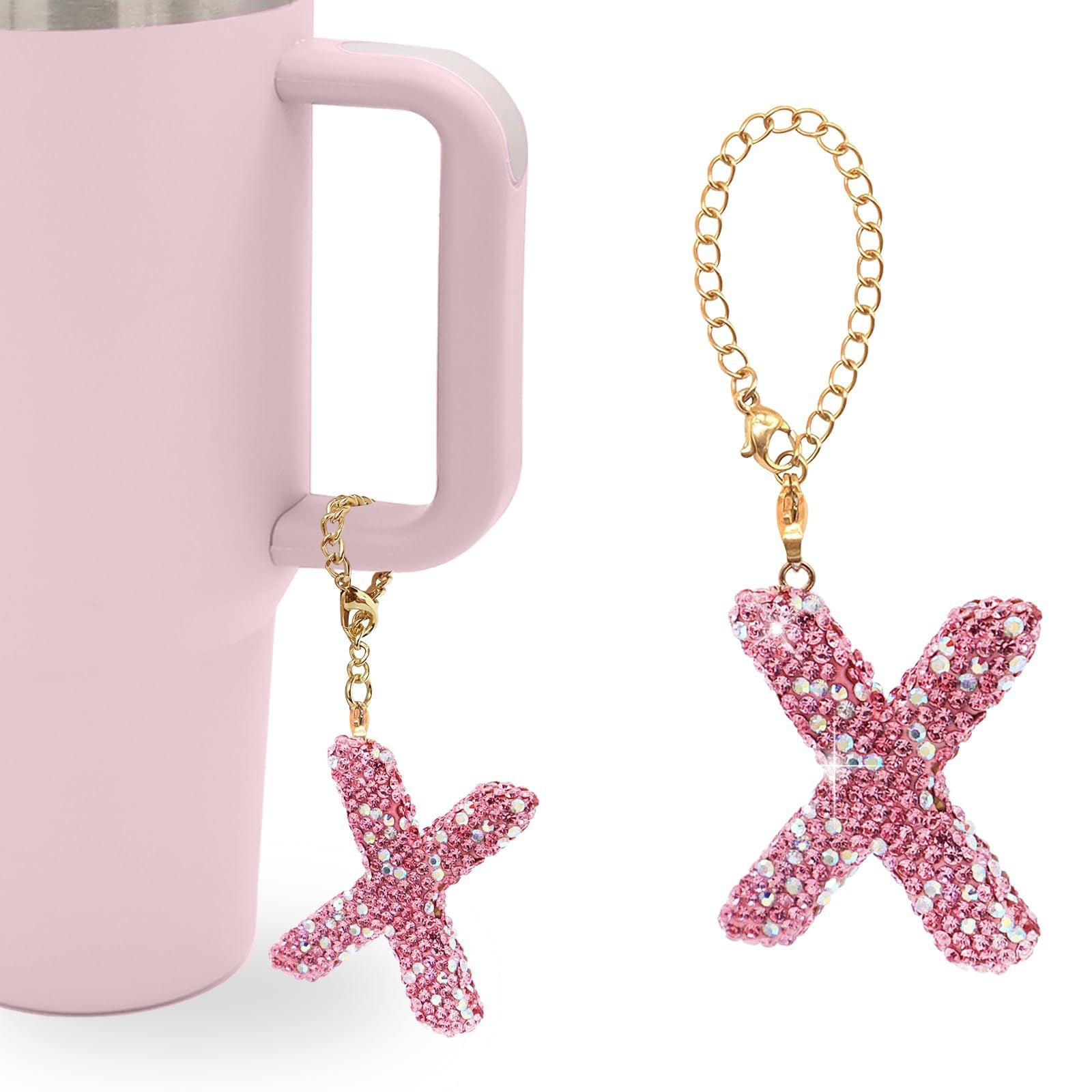 Wholesale Pink Diamond English Letter Water Cup Chain Pendant Cup Accessories